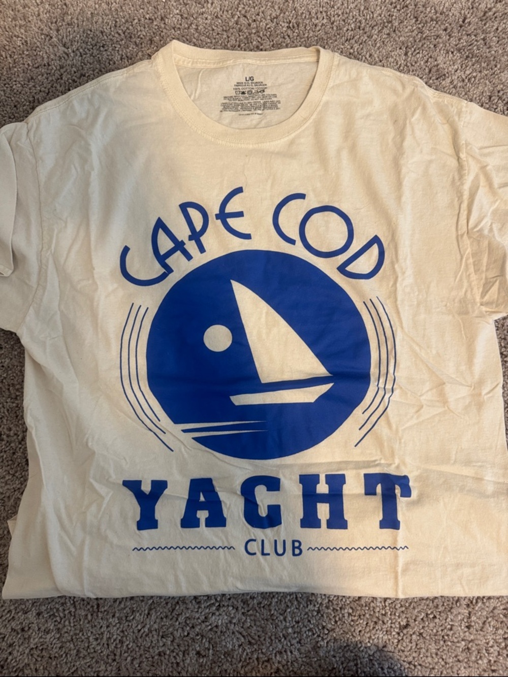 Cape Cod Yacht Club Graphic Tee - Blue on Cream